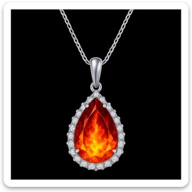 Add a yellow fiery light to the teardrop ruby pendant, representing transformation and rebirth sticker