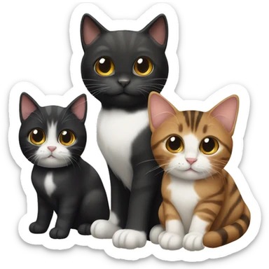 Two black cats and a brown tabby cat sticker