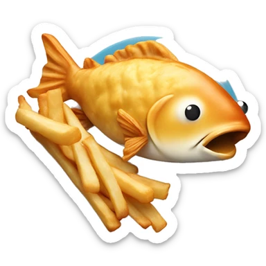 Fish and chip style fish in a teacake sticker