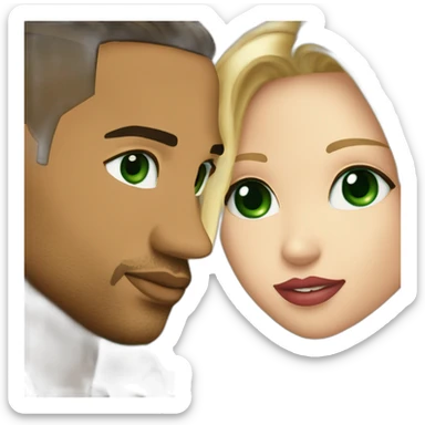 kiss-kiss romeo santos and girl green eyes and very long blond hair sticker