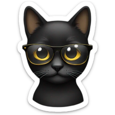 gato con gafas negro sticker