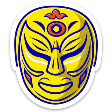 A vibrant purple and blue luchador mask with decorative patterns sticker