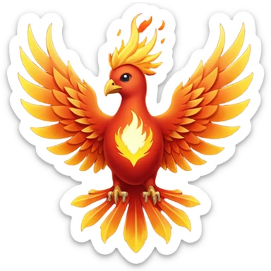 Phoenix force from marvel in a shape of flame bird towards screen with spread wings sticker
