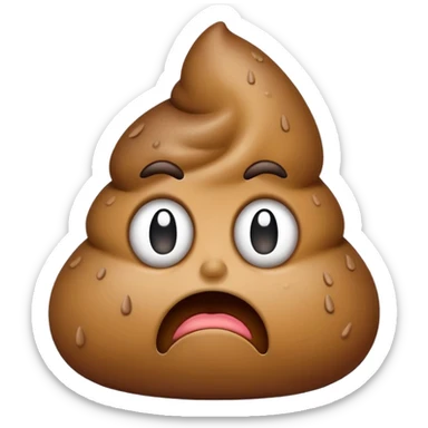 unhappy poop with frown sticker