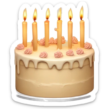 Aesthetic beige birthday cake with candles sticker