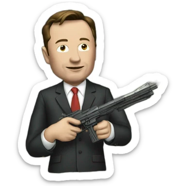 elonmusk the big boss with money and guns sticker