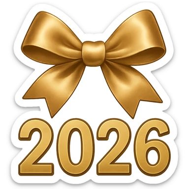 new year 2026 bow ,remove background sticker