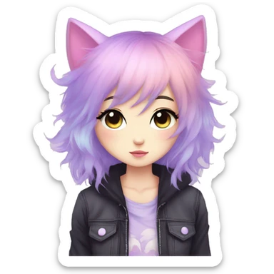 Cute Edgy Pastel Gradient Beautiful Anime Emo CatLady sticker