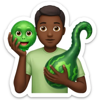 Big black man holding slimy veiny big object sticker