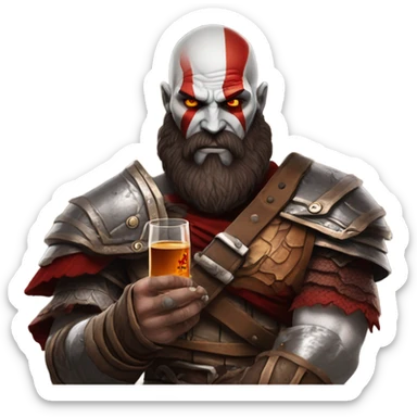 kratos drinking whiskey  sticker