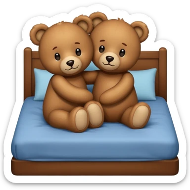 Teddy bear couple in the bed hug  sticker
