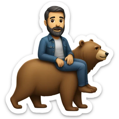 Man with beard riding a bear sticker