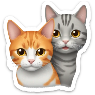 Orange cat and grey tabby cat together sticker