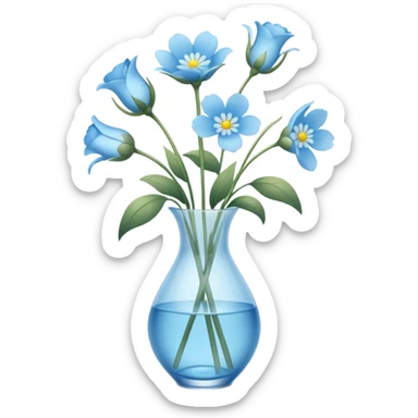 Light blue flowers in vase sticker