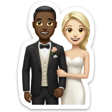 Fair skin color couple marry sticker