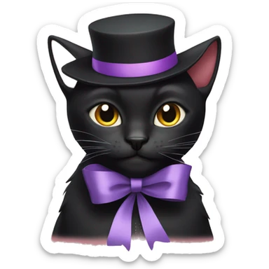 black cat with a ribbon on head sticker