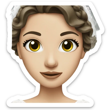 White brunette bride green eyes sticker