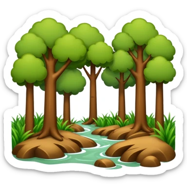 alluvial/riparian woodlands (simplistic; iOS emoji style) sticker