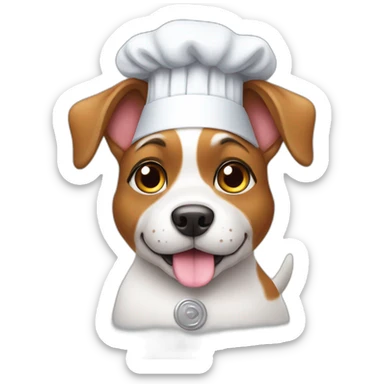Cute dog with a chef hat sticker