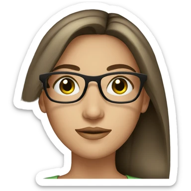 Beautiful woman with long dark hair, fair skin, Green eyes,and reading glasses sticker