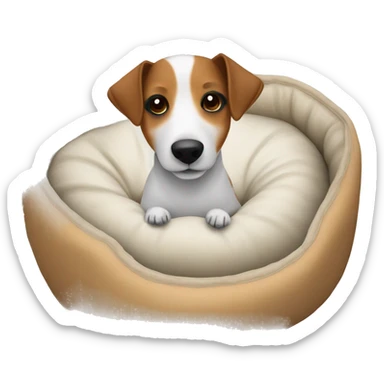 Jackrussell comfy in dog bed sticker