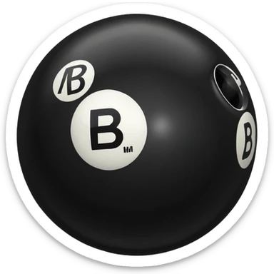 Black pull Ball with MB written on it. Nothing else no holes. sticker