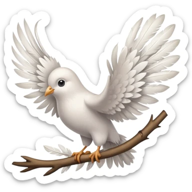 A dovetail consisting of white feathers. Tail only. sticker