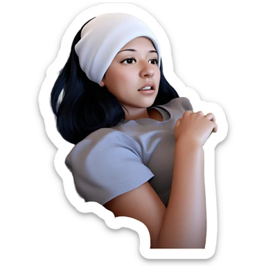 realistic girl with black hair sticker