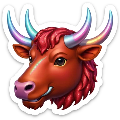red glitter horned ox sticker