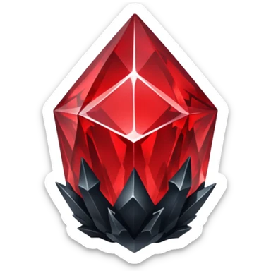 iOS sticker, dark fantasy crystal, monochrome red, minimal sticker