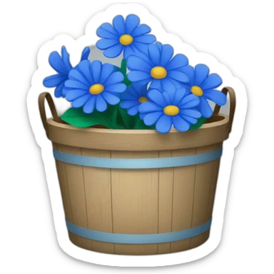 Blue flowers bucket sticker