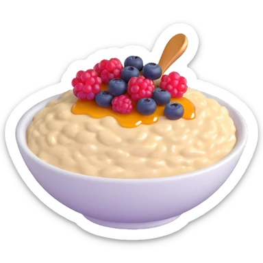 bowl of oatmeal porridge with honey and berries sticker