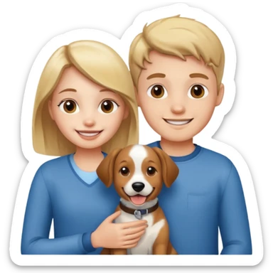 Girl and boy with a dog sticker