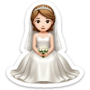 A beautiful girl wearing a wedding dress sitting sticker