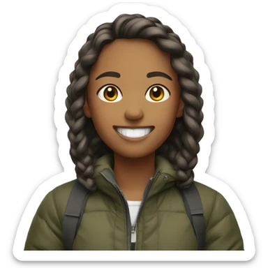 smiling girl outdoors in hjacket sticker