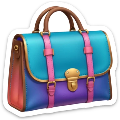 coins in gradient of turquoise, blue, pink, purple, and coral color inside a brown bag sticker