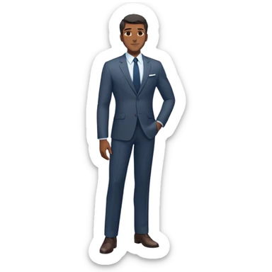 A full-body digital illustration of a Black man standing ,confidently in a  suit, sticker