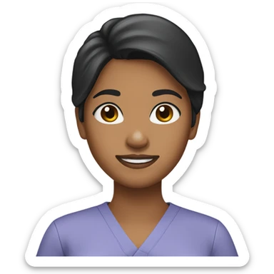 Tan skin black hair girl wear scrubs  sticker