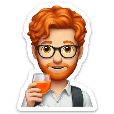 ond redhead boy drinking an aperol in a glass sticker