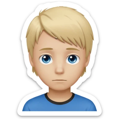 boy with blonde hair emo, and brown shirt, blue eyes sticker