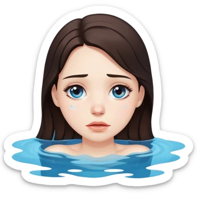 Beautiful brunette drowning In pool of tears  sticker