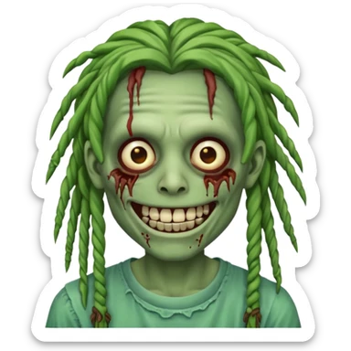 zombie with dreads with braces smiling  sticker