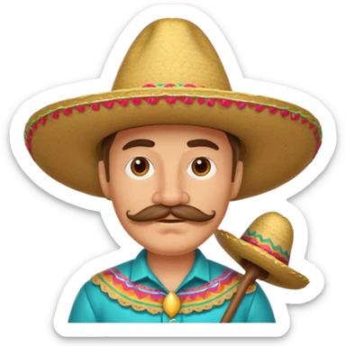 White guy with a mustache wearing a sombrero sticker