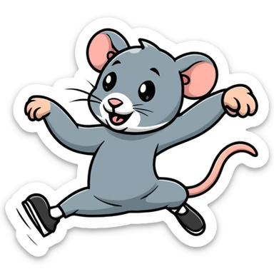 Rat in dynamic breakdance freeze pose with excited expression sticker