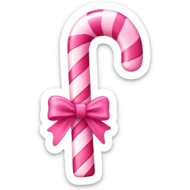 Pink candy cane with pink bow sticker