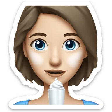 White cream Skin care on white freackles skin of a brunett blue eyes girl  sticker