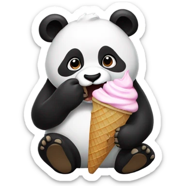 Panda eating ice cream sticker