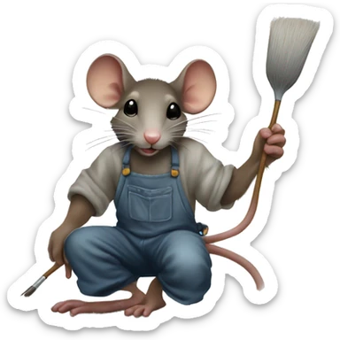 rat painter wall mural painting a mural sticker