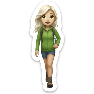 White skin Girl walking down a mountain sticker