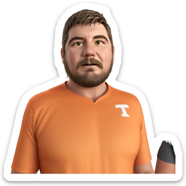 muscular male in orange shirt sticker